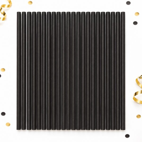 RI-0009493 Set de 25 Bombillas de Papel Negras de 19,7 cm Feliz
