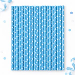 Set de 25 Bombillas de Papel Azules de 19,7 cm Feliz