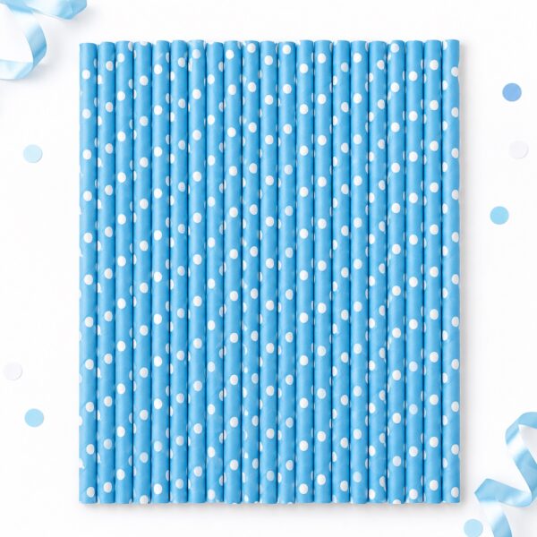 RI-0009494 Set de 25 Bombillas de Papel Azules de 19,7 cm Feliz
