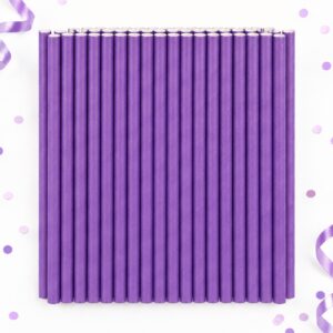 Set de 25 Bombillas de Papel Moradas de 19,7 cm Feliz