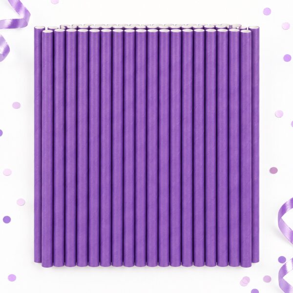 RI-0009495 Set de 25 Bombillas de Papel Moradas de 19,7 cm Feliz