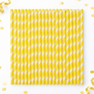Set de 25 Bombillas de Papel Amarillas de 19,7 cm Feliz