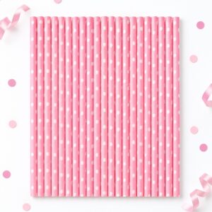 Set de 25 Bombillas de Papel Rosadas de 19,7 cm Feliz