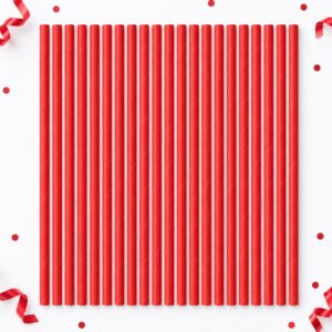 Set de 25 Bombillas de Papel Rojas de 19,7 cm Feliz