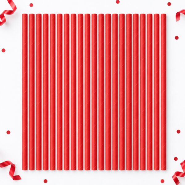 RI-0009500 Set de 25 Bombillas de Papel Rojas de 19,7 cm Feliz