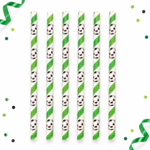 Set de 6 Bombillas de Papel con Diseño de Fútbol Feliz