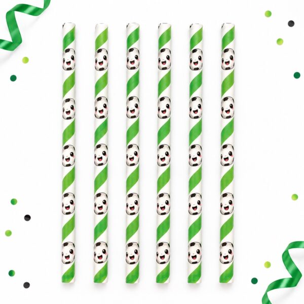 RI-0009510 Set de 6 Bombillas de Papel con Diseño de Fútbol Feliz