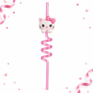 Bombilla Espiral con Gatita y Lazo de 27 cm Feliz