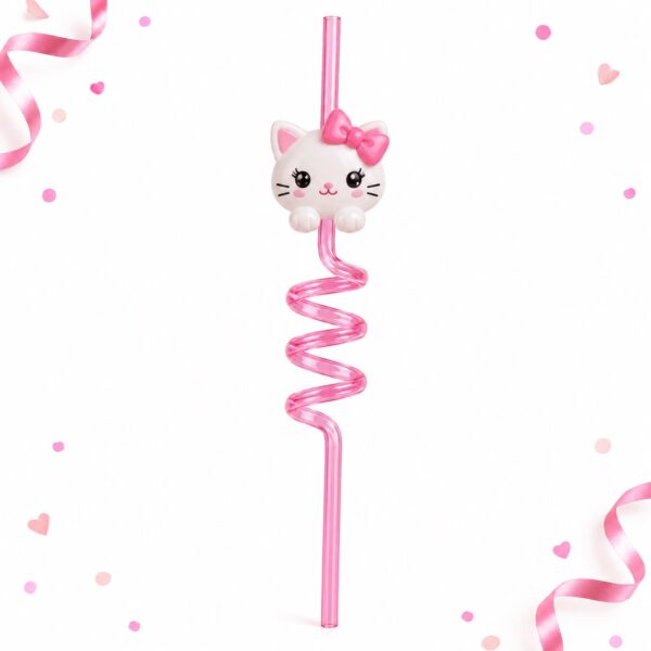 RI-0009519 Bombilla Espiral con Gatita y Lazo de 27 cm Feliz