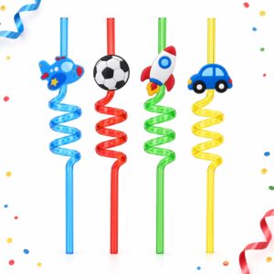 Set de 4 Bombillas Espirales con Diseños Infantiles de Niño de 24 cm Feliz