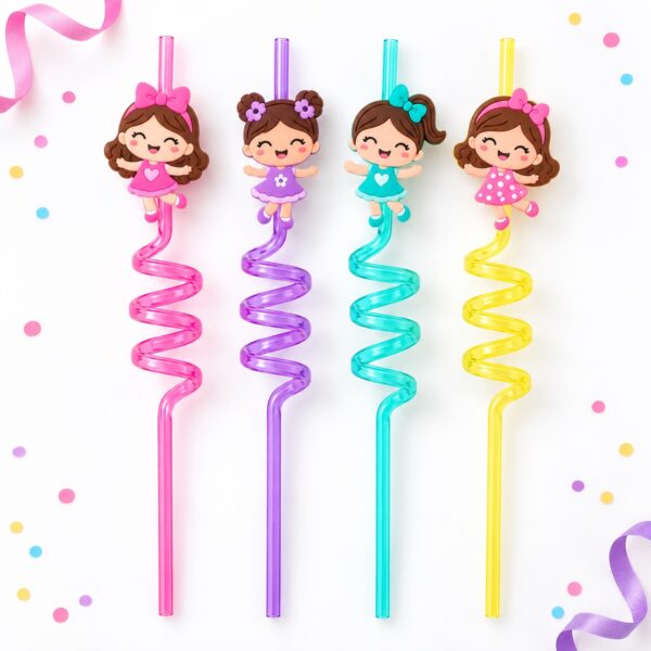 RI-0009524 Set de 4 Bombillas Espirales con Diseños Infantiles de Niña de 24 cm Feliz