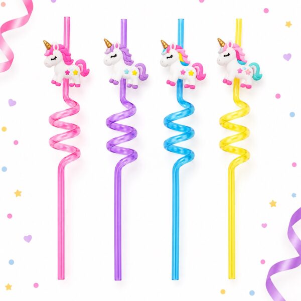 RI-0009533 Set de 4 Bombillas Espirales con Unicornios de 27 cm Feliz