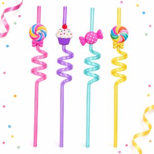Set de 4 Bombillas Espirales con Dulces de 27 cm Feliz