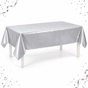 RI-0009538 Mantel de Mesa Plateado de 137 x 183 cm Feliz