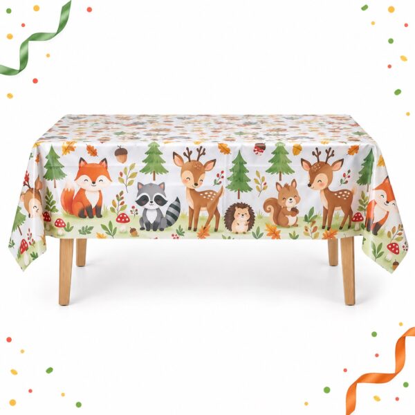 RI-0009539 Mantel de Mesa con Animales del Bosque de 108 x 180 cm Feliz