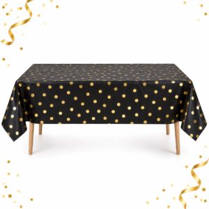 RI-0009544 Mantel de Mesa Negro con Puntos Dorados de 180 x 108 cm Feliz