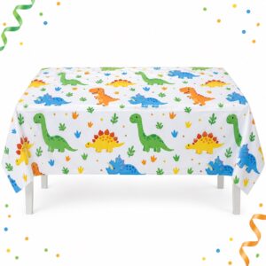 RI-0009548 Mantel de Mesa Blanco con Dinosaurios de 108 x 180 cm Feliz