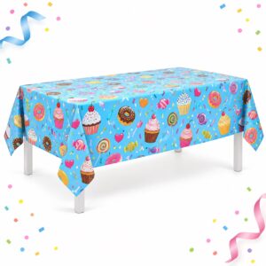 RI-0009555 Mantel de Mesa Azul con Dulces de 108 x 220 cm Feliz