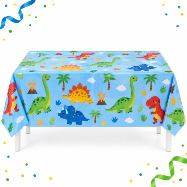 RI-0009556 Mantel de Mesa Azul con Dinosaurios de 108 x 220 cm Feliz