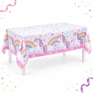 RI-0009557 Mantel de Mesa con Unicornio y Arcoíris de 108 x 180 cm Feliz