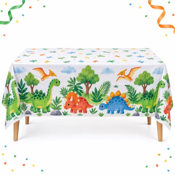 RI-0009560 Mantel de Mesa con Dinosaurios del Bosque de 108 x 180 cm Feliz