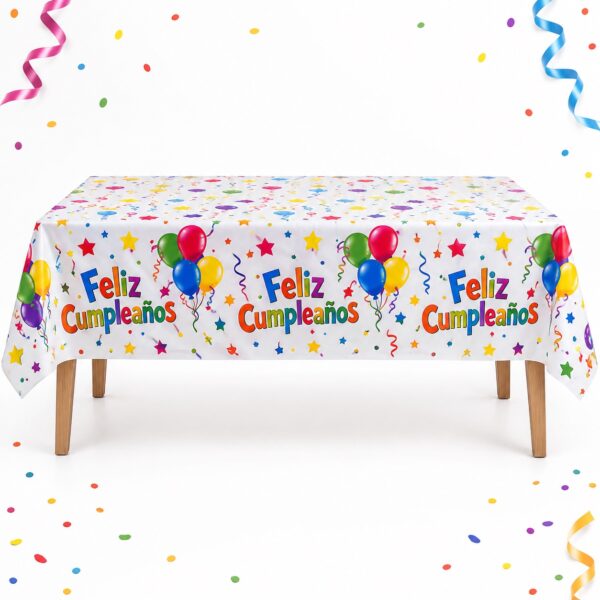 RI-0009569 Mantel de Mesa Multicolor Feliz Cumpleaños de 108 x 180 cm Feliz