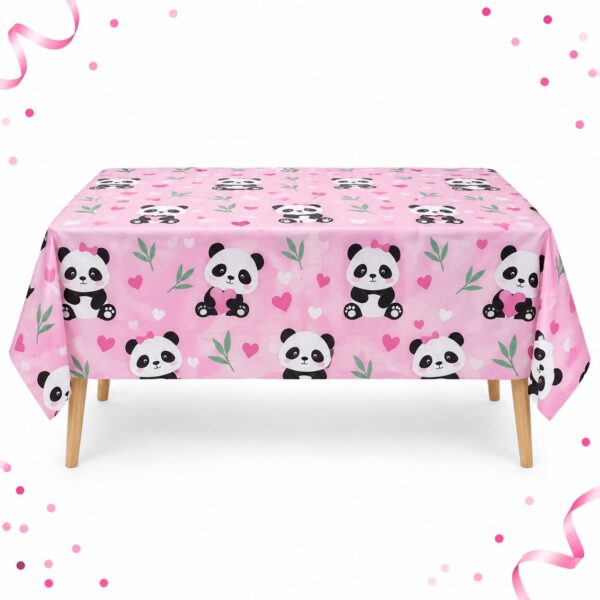 RI-0009574 Mantel de Mesa Rosado con Pandas de 108 x 180 cm Feliz