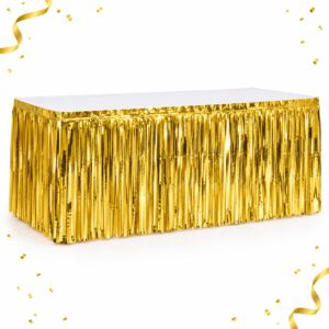 RI-0009583 Faldón Metalizado de Mesa Dorado de 73 x 274 cm Feliz