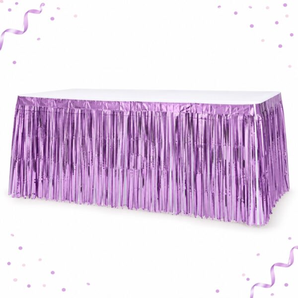 RI-0009586 Faldón Metalizado de Mesa Lila de 73 x 274 cm Feliz
