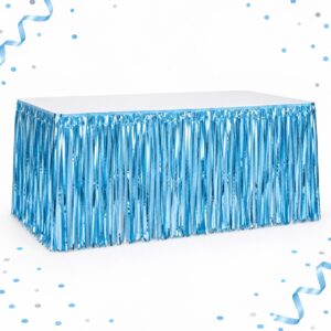 RI-0009587 Faldón Metalizado de Mesa Celeste de 73 x 274 cm Feliz
