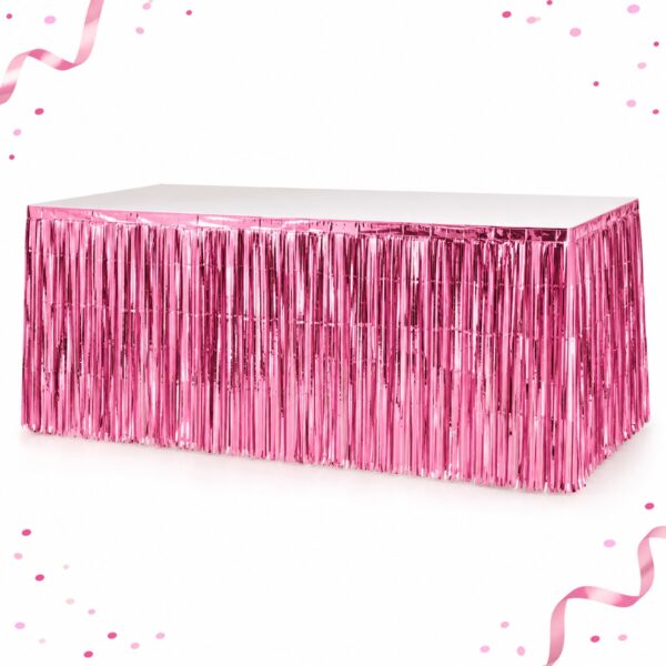 RI-0009588 Faldón Metalizado de Mesa Rosado de 73 x 274 cm Feliz