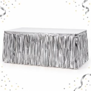 RI-0009589 Faldón Metalizado de Mesa Plateado de 73 x 274 cm Feliz