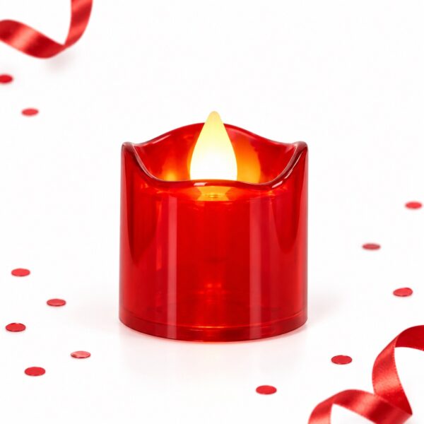 RI-0009597 Vela LED Transparente Roja Tamaño S de 5,5 cm Feliz