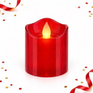 RI-0009598 Vela LED Transparente Roja Tamaño M de 6,5 cm Feliz
