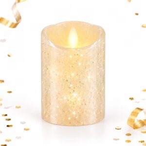 RI-0009600 Vela LED Transparente Perlada Tamaño L de 8 cm Feliz