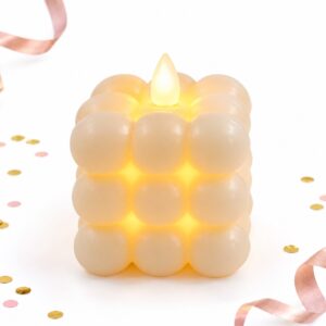 RI-0009604 Vela LED Cubo de Corazones de 6 cm Feliz