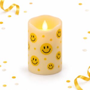 RI-0009608 Vela LED Cilíndrica con Llama Danzante Tamaño S de 10 cm Feliz
