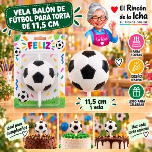 RI-0009624 Vela Balón de Fútbol para Torta de 11,5 cm Feliz