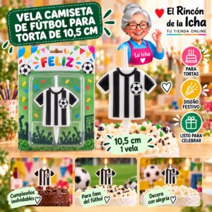 RI-0009628 Vela Camiseta de Fútbol para Torta de 10,5 cm Feliz