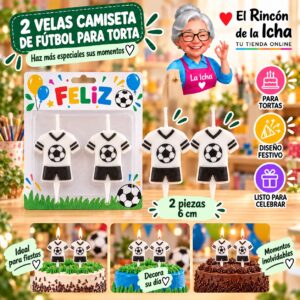RI-0009629 Set de 2 Velas Camiseta de Fútbol para Torta Feliz