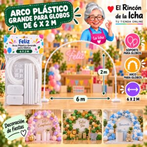 RI-0009793 Arco Plástico Grande para Globos de 6 x 2 m Feliz