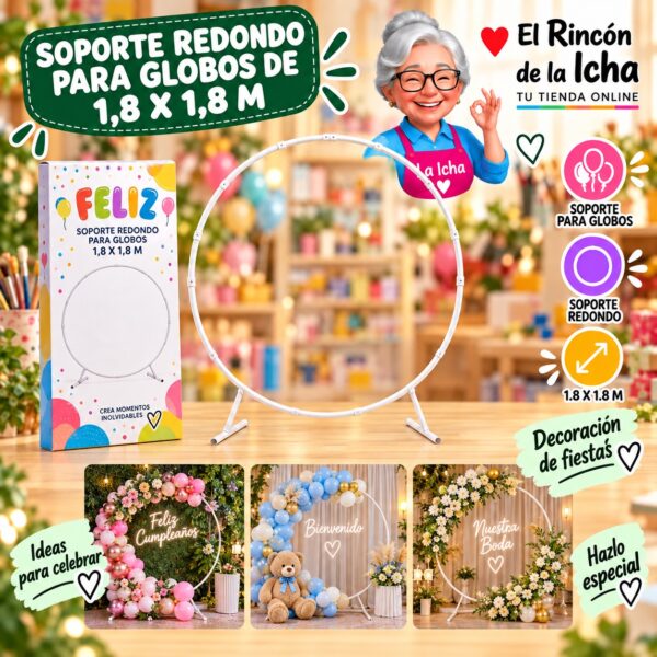 RI-0009795 Soporte Redondo para Globos de 1,8 x 1,8 m Feliz