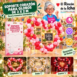 RI-0009796 Soporte Corazón para Globos de 2 x 2 m Feliz