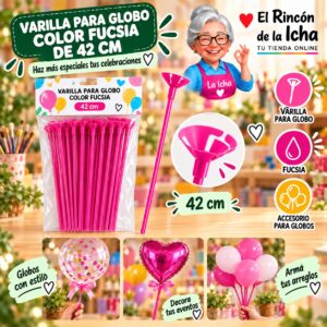 RI-0009820 Varilla para Globo Color Fucsia de 42 cm Feliz