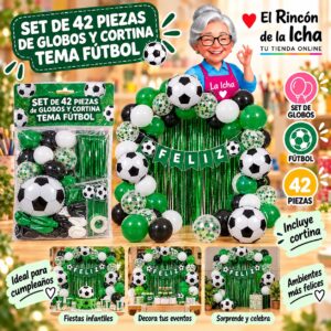 RI-0009872 Set de 42 Piezas de Globos y Cortina Tema Fútbol Feliz