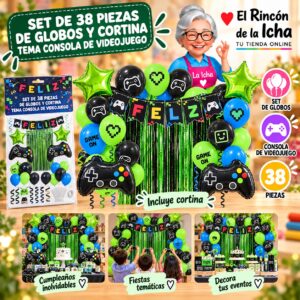 RI-0009873 Set de 38 Piezas de Globos y Cortina Tema Consola de Videojuego Feliz