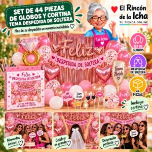 RI-0009874 Set de 44 Piezas de Globos y Cortina Tema Despedida de Soltera Feliz