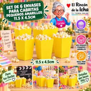 RI-0010075 Set de 6 Envases para Cabritas Pequeños Amarillos 11.5 x 4.5cm Feliz