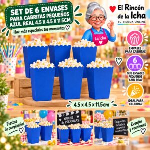 RI-0010078 Set de 6 Envases para Cabritas Pequeños Azul Real 4.5 x 4.5 x 11.5cm Feliz