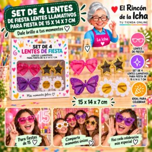 Set de 4 Lentes de Fiesta Lentes Llamativos Para Fiesta De 15 X 14 X 7 Cm Feliz